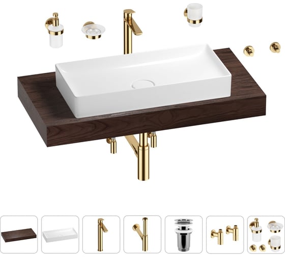 Раковина Wellsee 75 см со столешницей 100 смPure BY201011613 в наборе 10 в 1 201011613 1