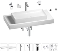 Раковина Wellsee 75 см со столешницей 100 смPure BY201011631 в наборе 10 в 1 201011631