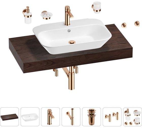 Раковина Wellsee 65 см со столешницей 100 см Eclatant 201013089 в наборе 10 в 1 1