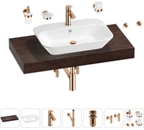 Раковина Wellsee 65 см со столешницей 100 см Eclatant 201013084 в наборе 10 в 1