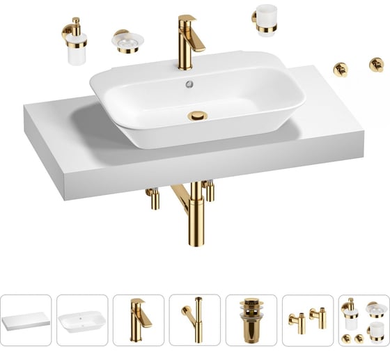 Раковина Wellsee 65 см со столешницей 100 см Eclatant 201013093 в наборе 10 в 1 1