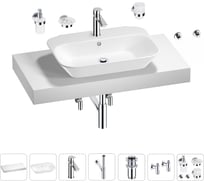 Раковина Wellsee 65 см со столешницей 100 см Eclatant 201013091 в наборе 10 в 1