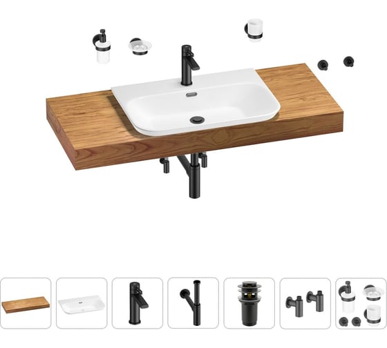 Раковина Wellsee 65 см со столешницей 120 см Eclatant 2.0 201013317 в наборе 10 в 1 1