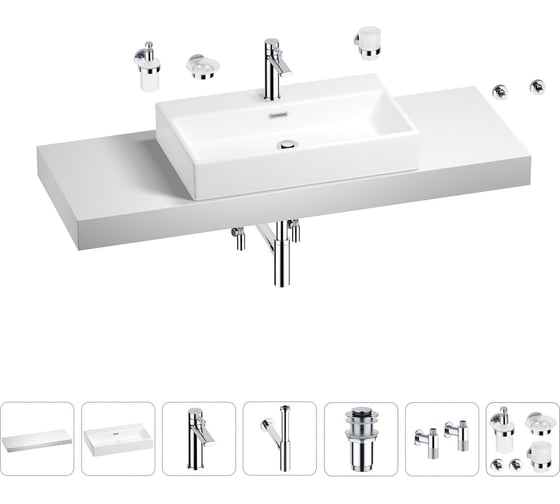 Раковина 70 см со столешницей 140 см Wellsee Graceful Pro в наборе 10 в 201012796 1