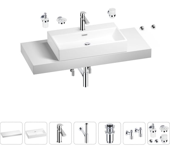 Раковина 70 см со столешницей 120 см Wellsee Graceful Pro в наборе 10 в 201012731