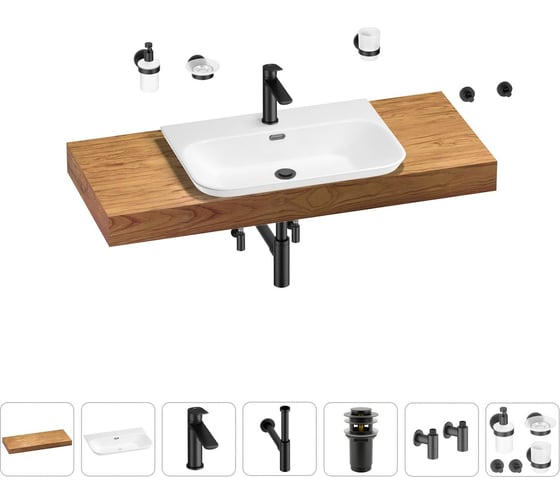 Раковина Wellsee 65 см со столешницей 120 см Eclatant 2.0 201013312 в наборе 10 в 1 1