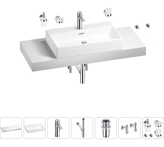 Раковина 70 см со столешницей 120 см Wellsee Graceful Pro в наборе 10 в 201012736