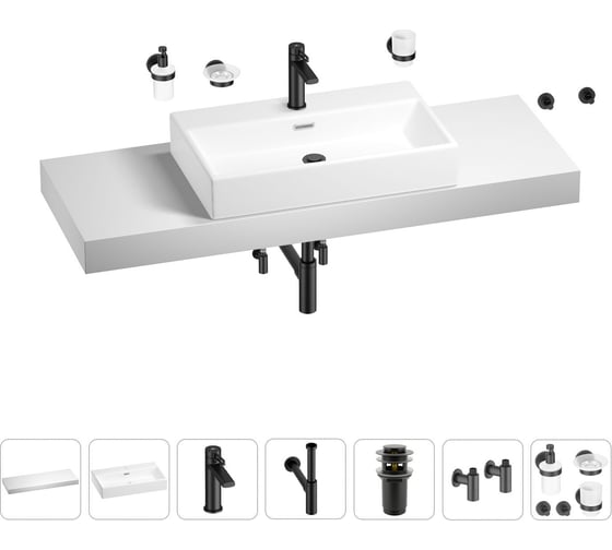 Раковина 70 см со столешницей 140 см Wellsee Graceful Pro в наборе 10 в 201012797 1