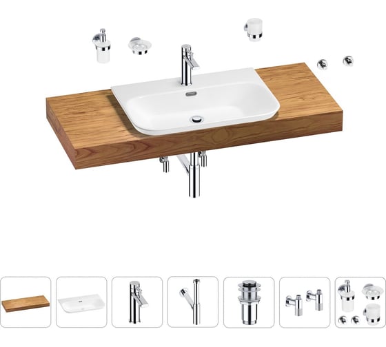 Раковина Wellsee 65 см со столешницей 120 см Eclatant 2.0 201013316 в наборе 10 в 1 1