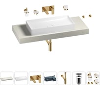 Раковина Wellsee 75 см со столешницей 120 смPure BY201011683 в наборе 9 в 1 201011683