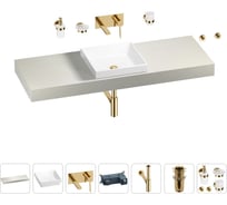 Раковина 40 см со столешницей 140 см Wellsee Doux в наборе 9 в 1 201009408