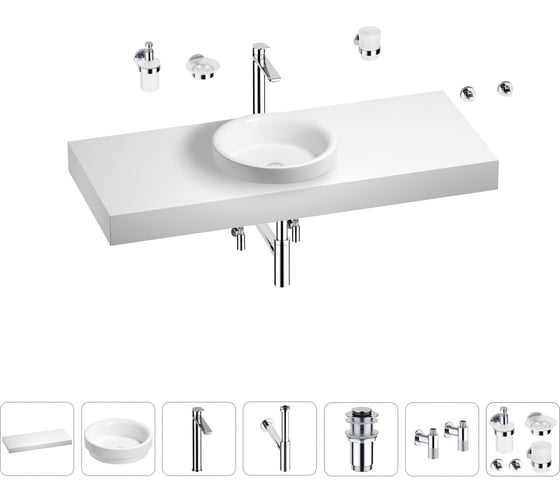 Раковина 40 см со столешницей 120 см Wellsee Doux в наборе 10 в 1 201009831 1