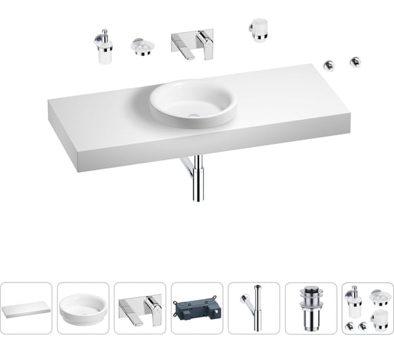 Раковина 40 см со столешницей 120 см Wellsee Doux в наборе 9 в 1 201009841 1