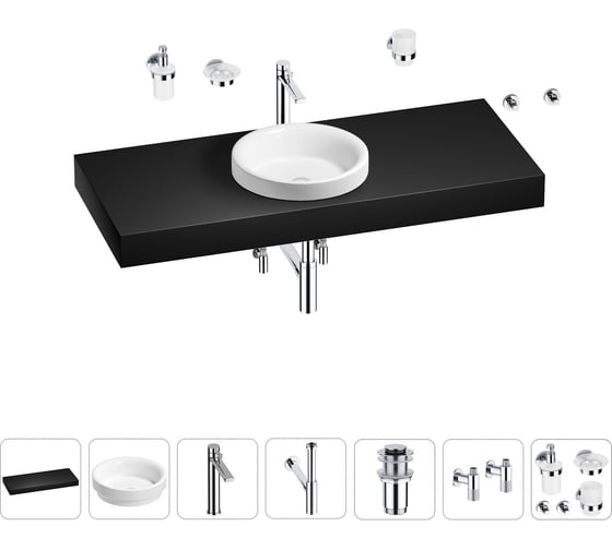 Раковина 40 см со столешницей 120 см Wellsee Doux в наборе 10 в 1 201009856 1