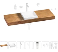 Раковина 40 см со столешницей 140 см Wellsee Doux в наборе 10 в 1 201009435