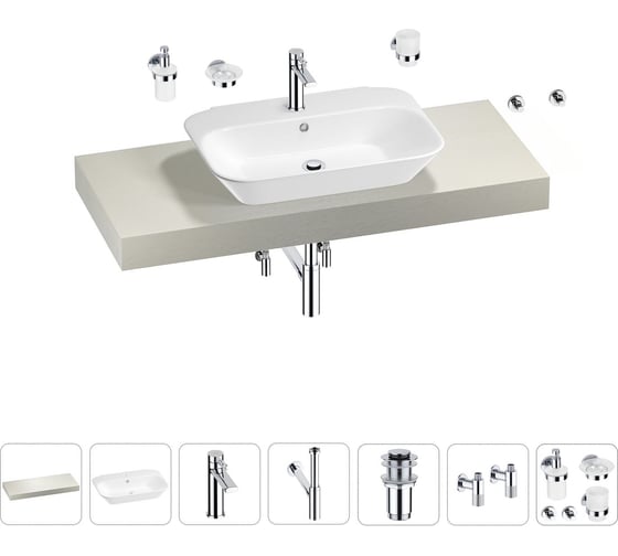 Раковина Wellsee 65 см со столешницей 120 см Eclatant 201013116 в наборе 10 в 1 1