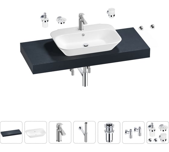 Раковина Wellsee 65 см со столешницей 120 см Eclatant 201013121 в наборе 10 в 1 1