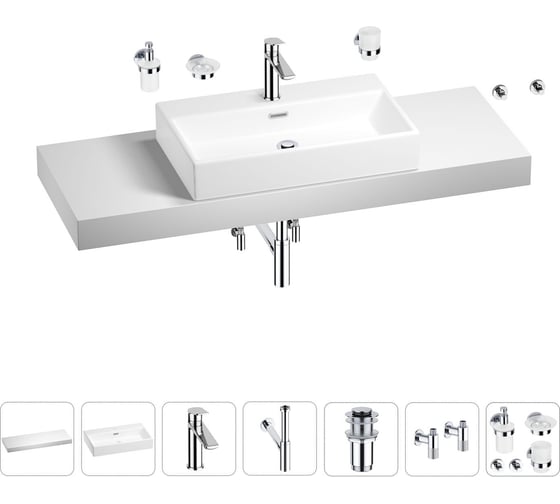Раковина 70 см со столешницей 140 см Wellsee Graceful Pro в наборе 10 в 201012791 1