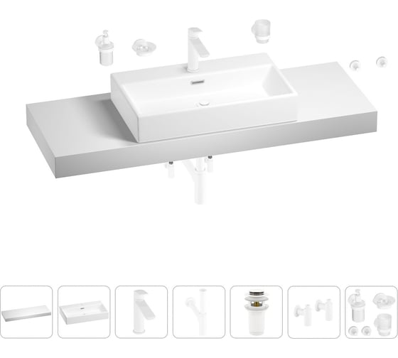 Раковина 70 см со столешницей 140 см Wellsee Graceful Pro в наборе 10 в 201012795 1