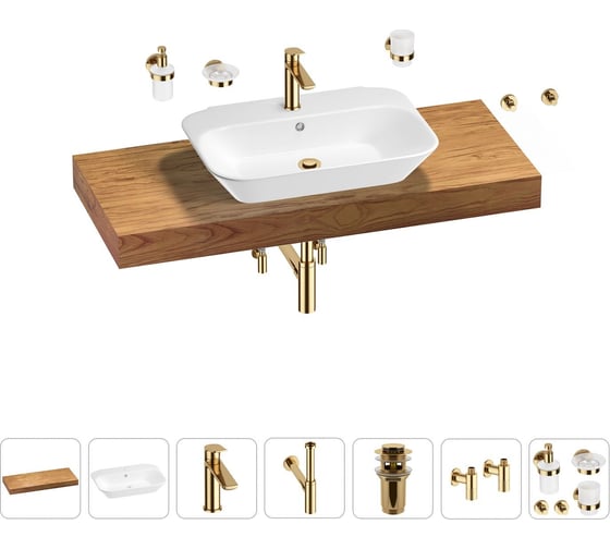 Раковина Wellsee 65 см со столешницей 120 см Eclatant 201013133 в наборе 10 в 1 1