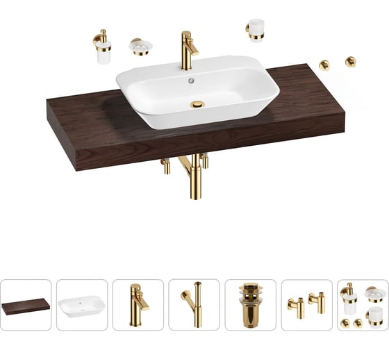 Раковина Wellsee 65 см со столешницей 120 см Eclatant 201013148 в наборе 10 в 1 1