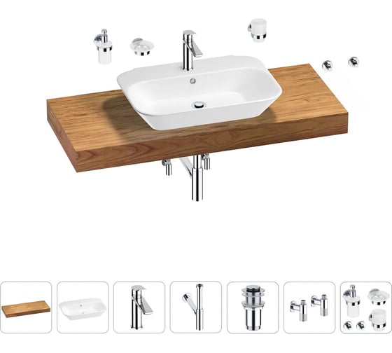 Раковина Wellsee 65 см со столешницей 120 см Eclatant 201013131 в наборе 10 в 1 1