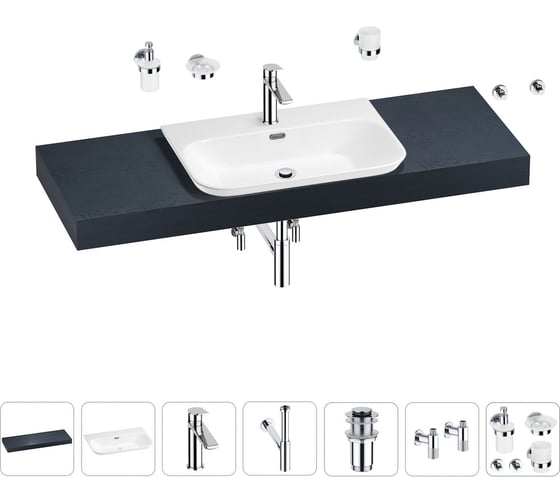 Раковина Wellsee 65 см со столешницей 140 см Eclatant 2.0 201013361 в наборе 10 в 1 1