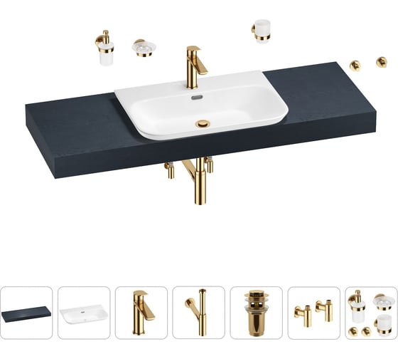 Раковина Wellsee 65 см со столешницей 140 см Eclatant 2.0 201013363 в наборе 10 в 1 1