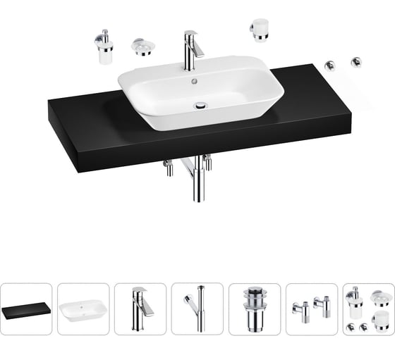 Раковина Wellsee 65 см со столешницей 120 см Eclatant 201013161 в наборе 10 в 1 1