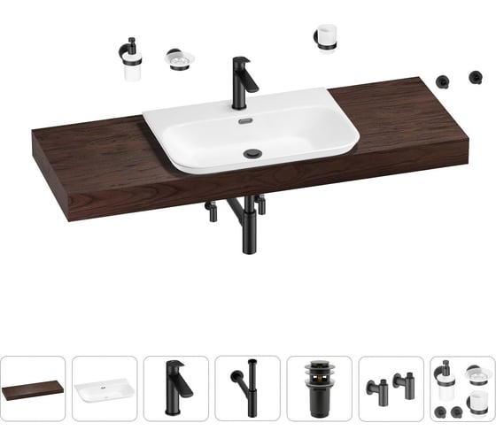 Раковина Wellsee 65 см со столешницей 140 см Eclatant 2.0 201013382 в наборе 10 в 1 1