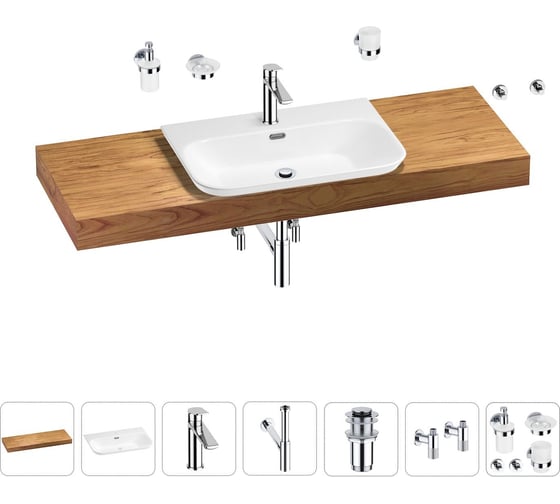 Раковина Wellsee 65 см со столешницей 140 см Eclatant 2.0 201013371 в наборе 10 в 1 1