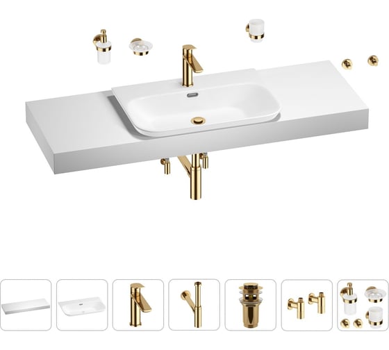 Раковина Wellsee 65 см со столешницей 140 см Eclatant 2.0 201013393 в наборе 10 в 1 1