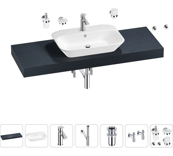 Раковина Wellsee 65 см со столешницей 140 см Eclatant 201013181 в наборе 10 в 1 1