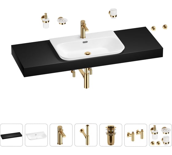 Раковина Wellsee 65 см со столешницей 140 см Eclatant 2.0 201013408 в наборе 10 в 1 1