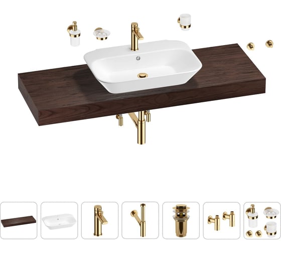 Раковина Wellsee 65 см со столешницей 140 см Eclatant 201013208 в наборе 10 в 1 1