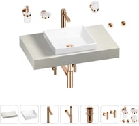 Раковина 40 см со столешницей 80 см Wellsee Doux в наборе 10 в 1 201009039