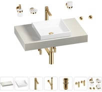 Раковина 40 см со столешницей 80 см Wellsee Doux в наборе 10 в 1 201009038