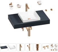 Раковина 40 см со столешницей 80 см Wellsee Doux в наборе 10 в 1 201009059