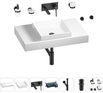 Раковина 40 см со столешницей 80 см Wellsee Doux в наборе 9 в 1 201009127