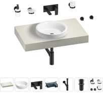 Раковина Wellsee 40 см со столешницей 80 смDouxв наборе 9 в 1 201009522