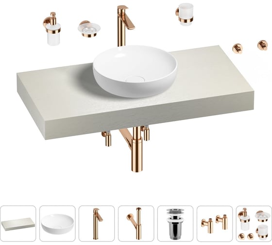 Раковина Wellsee 42 см со столешницей 100 смChalice Perfectionв наборе 10 в 1 201010114 1