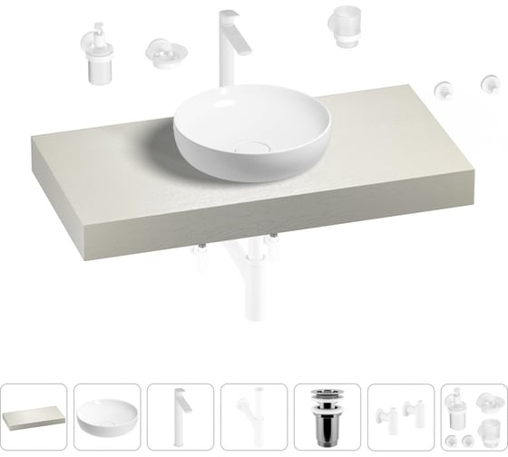 Раковина Wellsee 42 см со столешницей 100 смChalice Perfectionв наборе 10 в 1 201010115 1