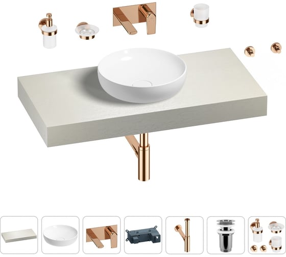 Раковина Wellsee 42 см со столешницей 100 смChalice Perfectionв наборе 9 в 1 201010124 1