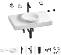 Раковина 40 см со столешницей 80 см Wellsee Doux в наборе 10 в 1 201009592