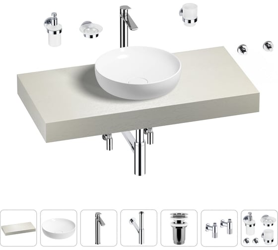 Раковина Wellsee 42 см со столешницей 100 смChalice Perfectionв наборе 10 в 1 201010111
