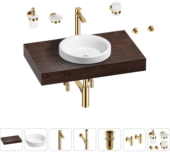 Раковина Wellsee 40 см со столешницей 80 смDouxв наборе 10 в 1 201009573 1