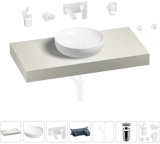 Раковина Wellsee 42 см со столешницей 100 смChalice Perfectionв наборе 9 в 1 201010125