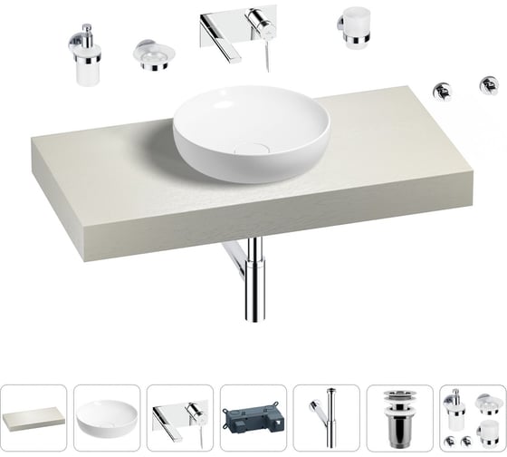 Раковина Wellsee 42 см со столешницей 100 смChalice Perfectionв наборе 9 в 1 201010126 1