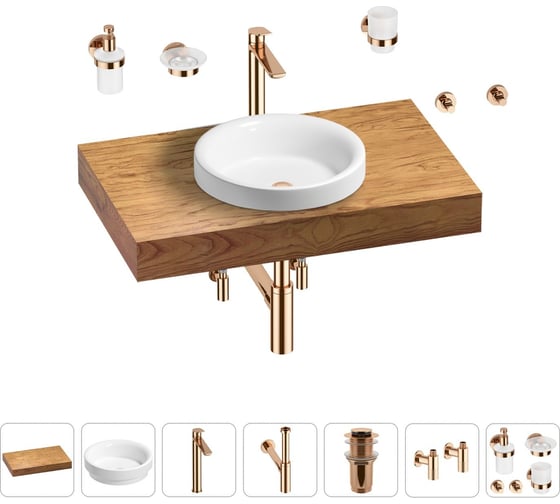 Раковина 40 см со столешницей 80 см Wellsee Doux в наборе 10 в 1 201009554 1