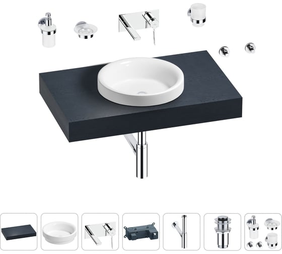 Раковина 40 см со столешницей 80 см Wellsee Doux в наборе 9 в 1 201009546 1